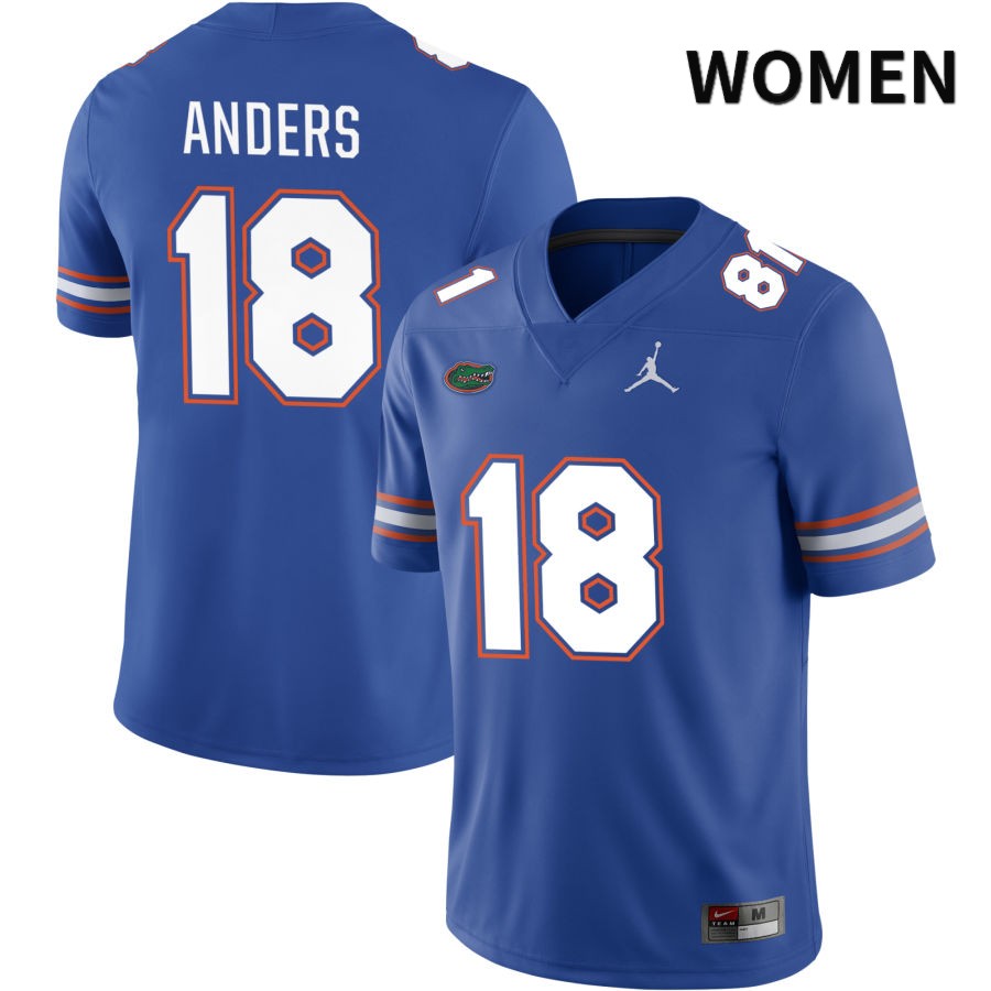 NCAA Florida Gators Jack Anders Women's #18 Jordan Brand Royal 2022 NIL Stitched Authentic College Football Jersey AJW8164OQ